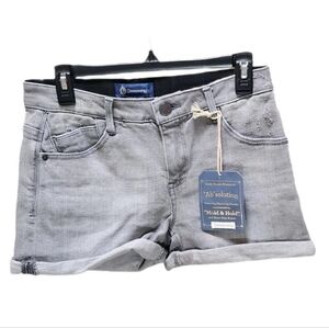 Democracy 3" Inseam Denim shorts Roll Cuff Mid-Rise Ab Solution Light Gray 6